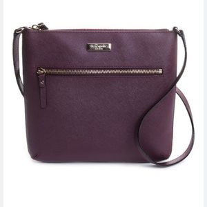 KATE SPADE PLUM LAUREL SAFFIANO LEATHER CROSSBODY LAVENDER KS JACQUARD INTERIOR